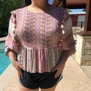 American Eagle Pink Pom Blouse | XL